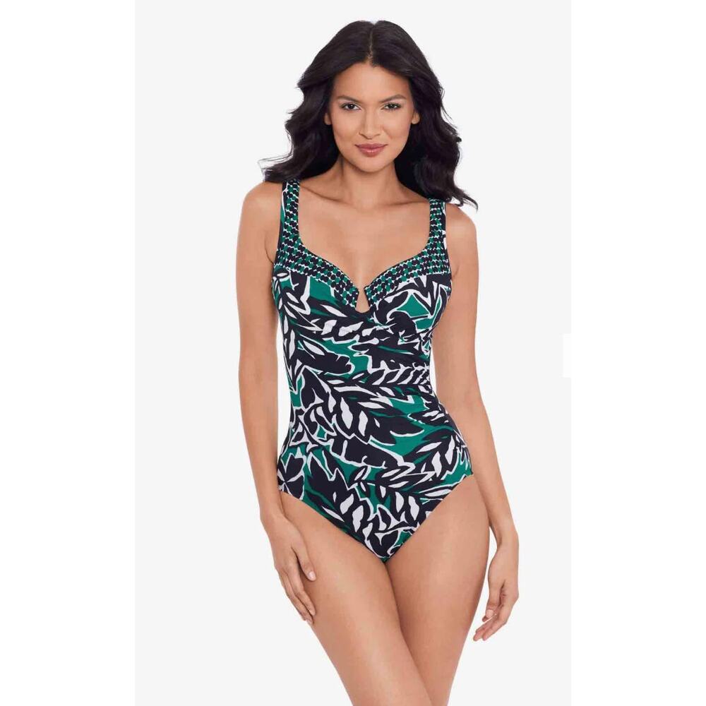 MIRACLESUIT Escape One Piece in Palma Verde Sz 10 NWT